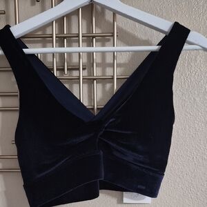 Fabletics Velvet Twist Front Crop Top in Deep Navy